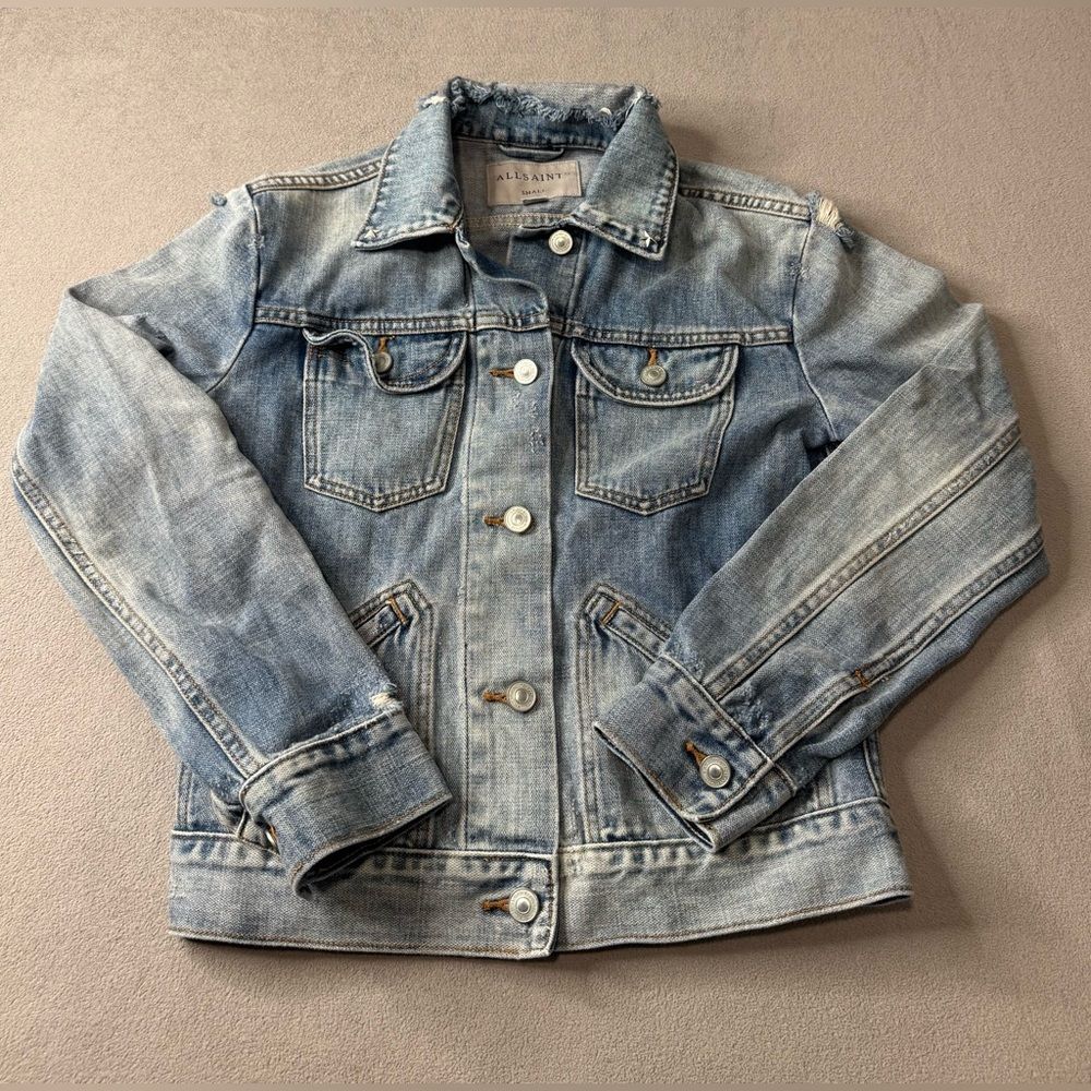 AllSaints Denim star Jacket Factory distressed Size Small women’s